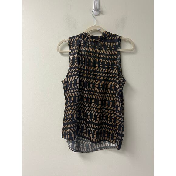 Go Silk Black and Brown Patterned Halter Tank Top Sz L - Picture 1 of 3